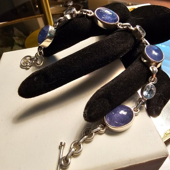 Tanzanite & Sky Blue Topaz Sterling Silver Bracelet, Certificate of Authenticiti - Picture 5 of 6